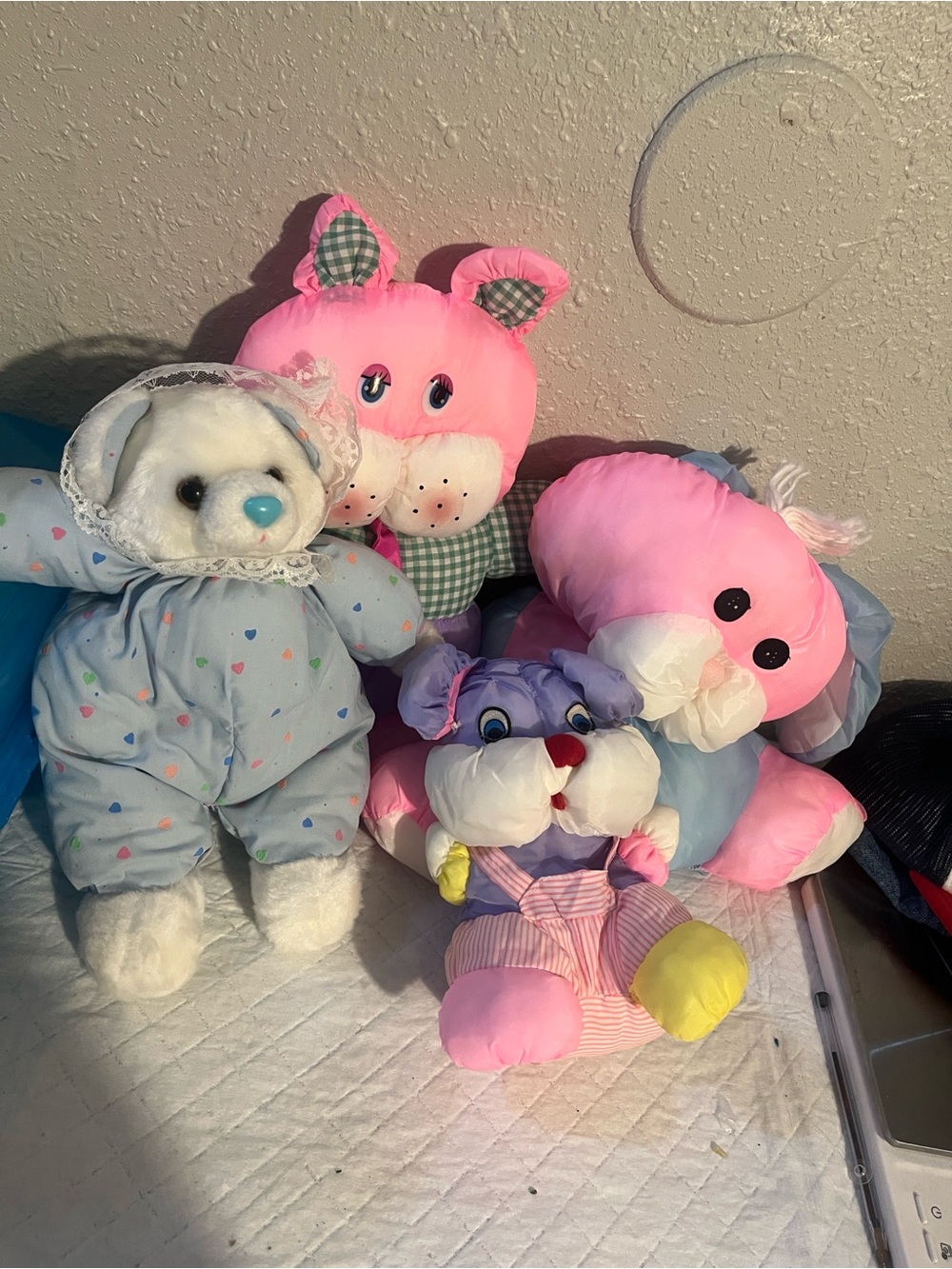 Pink Plush Bunny and Bear Toy Set - Soft Pink and White Cuddly Friends